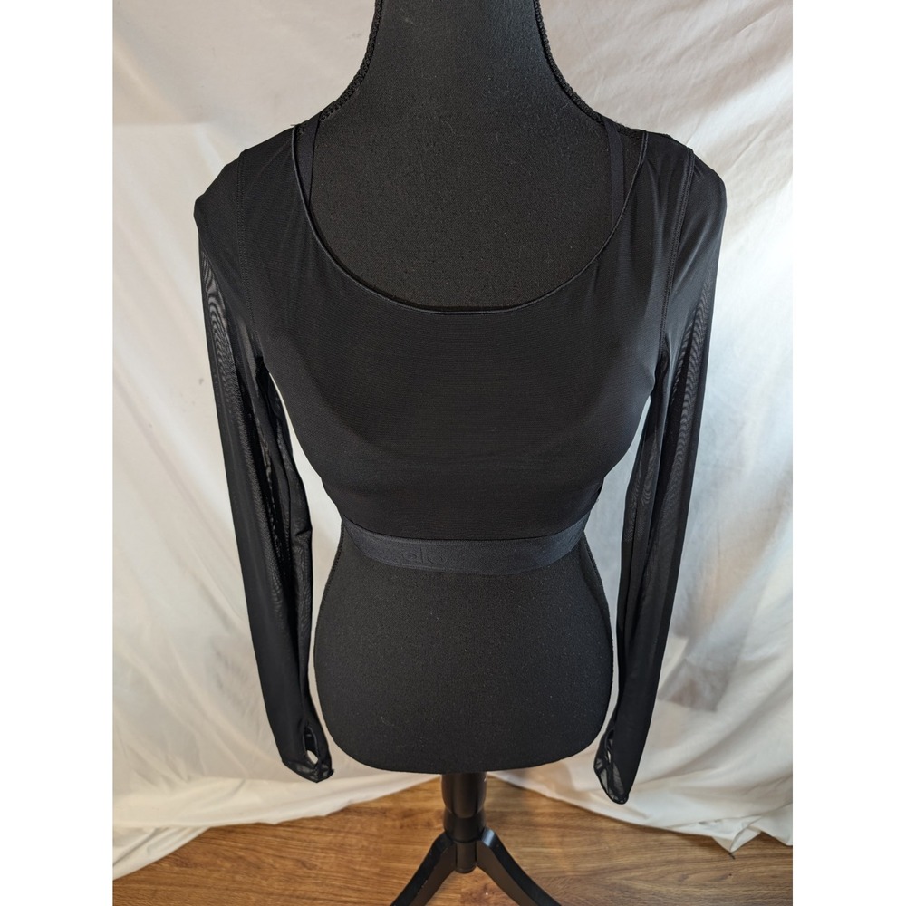Alo Yoga Size XS Black L/S Mesh Crop Top